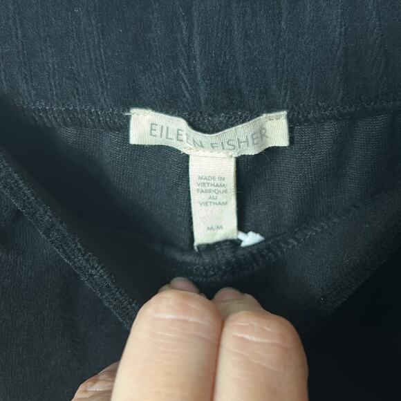 NWT Eileen Fisher black velour easy fit full length pants - Picture 12 of 14